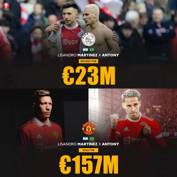 谢谢老板？阿贾克斯连售利桑德罗、安东尼给曼联，共获利1.34亿欧