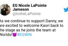 【乐玩LEWIN】EG官方:Danny将作为替补参加S12 Kaori以主力身份出征世界赛-乐玩真人线上娱乐