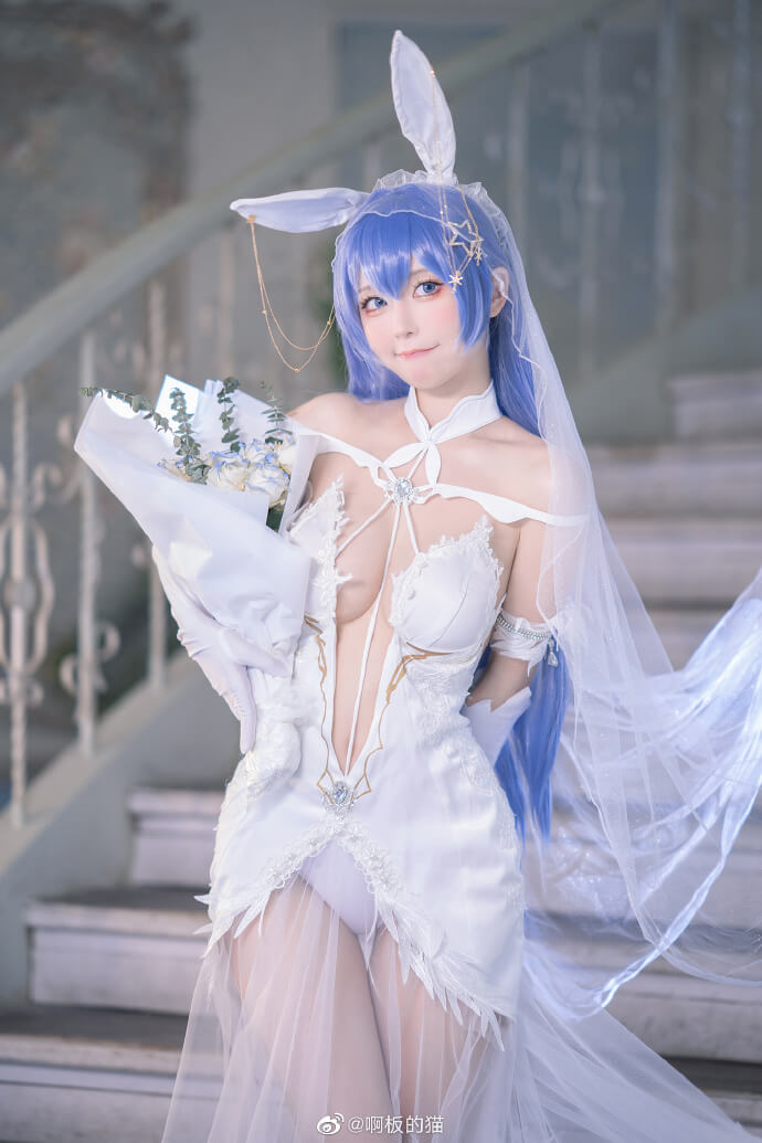 Cosplay：碧蓝航线花园婚纱cos白雪之仪,绝美迷人花嫁 @啊板的猫