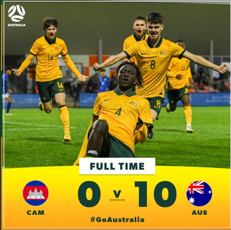 U17亚预赛-澳大利亚10-0柬埔寨两战净胜33球 末轮与U17国足争第一