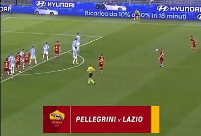 罗马2022年度最佳进球：佩莱格里尼直接任意球攻破死敌拉齐奥球门