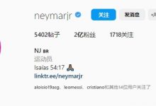 【乐玩LEWIN】内马尔ins粉丝数达到2亿，足坛仅次梅西和C罗-乐玩真人线上娱乐