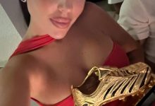 【乐玩LEWIN】为总裁骄傲❤️乔治娜晒金靴照，一身红裙依偎在C罗身旁-乐玩真人线上娱乐