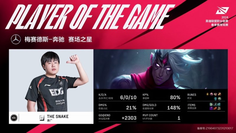 一次不死！Thesnake表现亮眼斩获春季赛首个MVP！