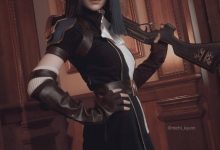 【乐玩LEWIN】俄罗斯小姐姐COS《双城之战》凯特琳 身穿黑丝吊带袜别有一番风情-乐玩真人线上娱乐