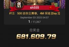 【EV扑克】国人首条金手链出炉！恭喜中国选手宋辉赢得线上WSOP迷你主赛冠军，奖励68W刀！-乐玩真人线上娱乐