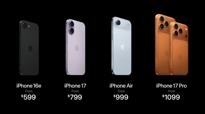 🍎苹果iPhone17系列发布：最香标准版5999元，最顶配ProMax版17999元