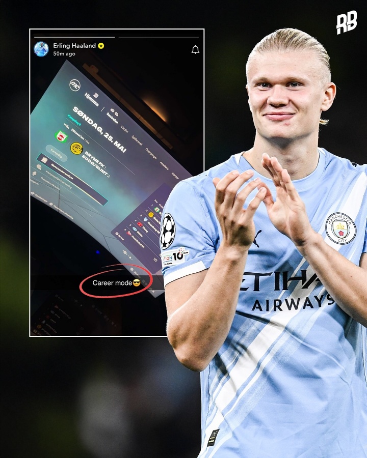 哈兰德社媒晒出玩《FC26》游戏照片：选用挪威青训母队打生涯模式