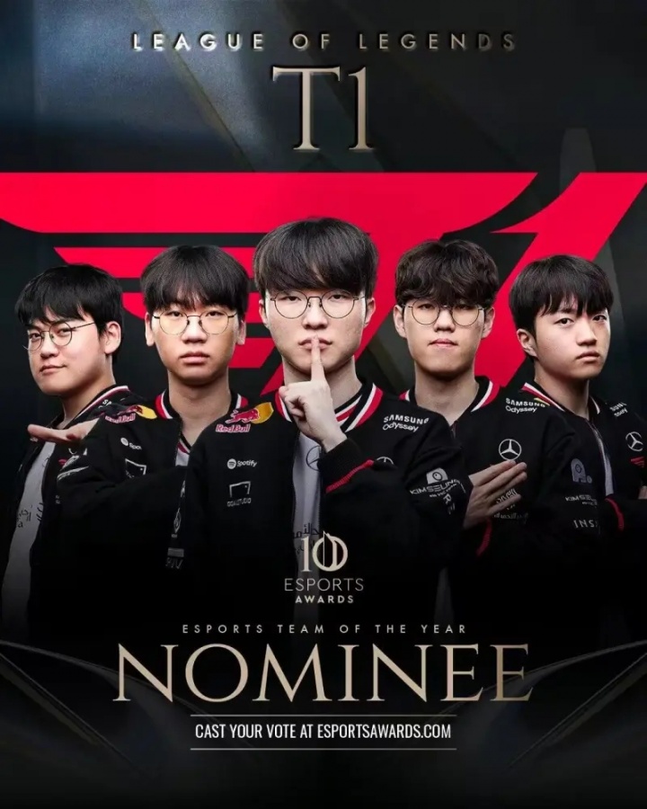 Esports Awards新增提名T1年度最佳战队，Gumayusi最佳选手