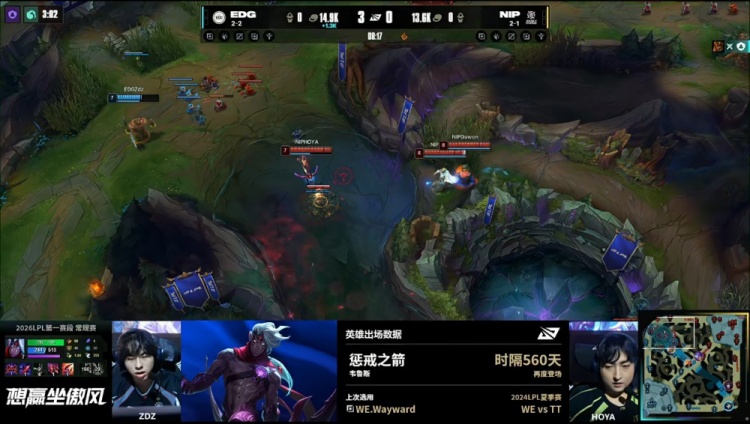 时隔560天上单维鲁斯再现LPL 上次是WE.wayward选用