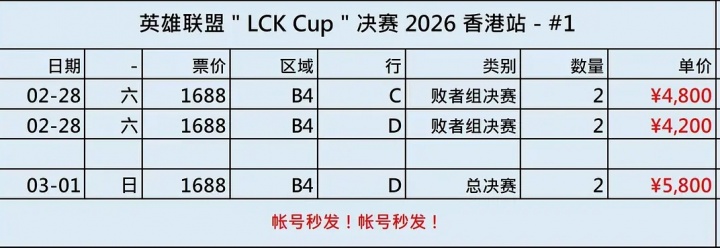 割的就是你!香港举办LCK杯决赛 黄牛票四等票价翻将近四倍需要5800元!