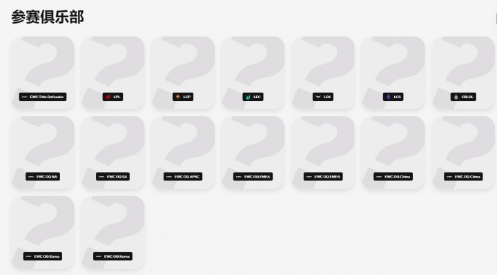 2026世界杯LOL项目共十六支队伍参与：LCK四支 LPL、LEC各三支