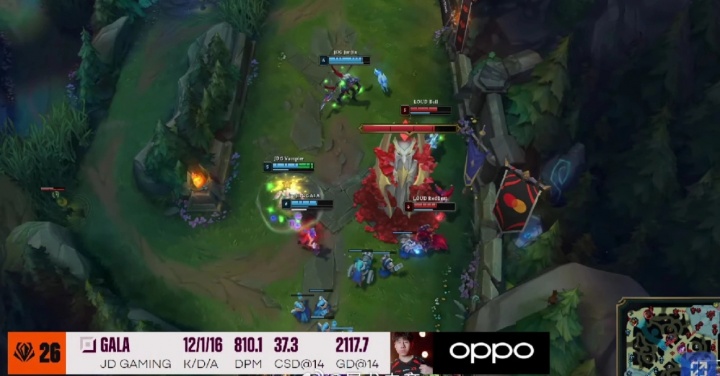 何意味?英文流以及拉美流将JDG战胜LYON的POM颁给了GALA