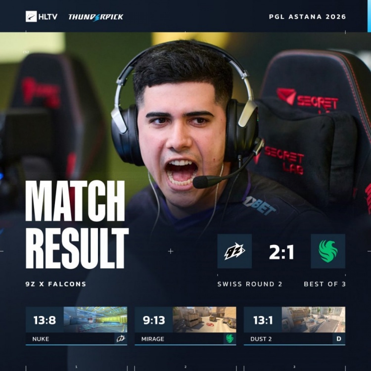 超级超级巨大巨大的爆冷！猎鹰Dust2遭1-13暴打溃败 1-2不敌9z