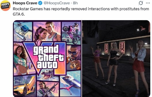 最经典的环节呢!!!爆料称《GTA6》没有"特殊工作者"