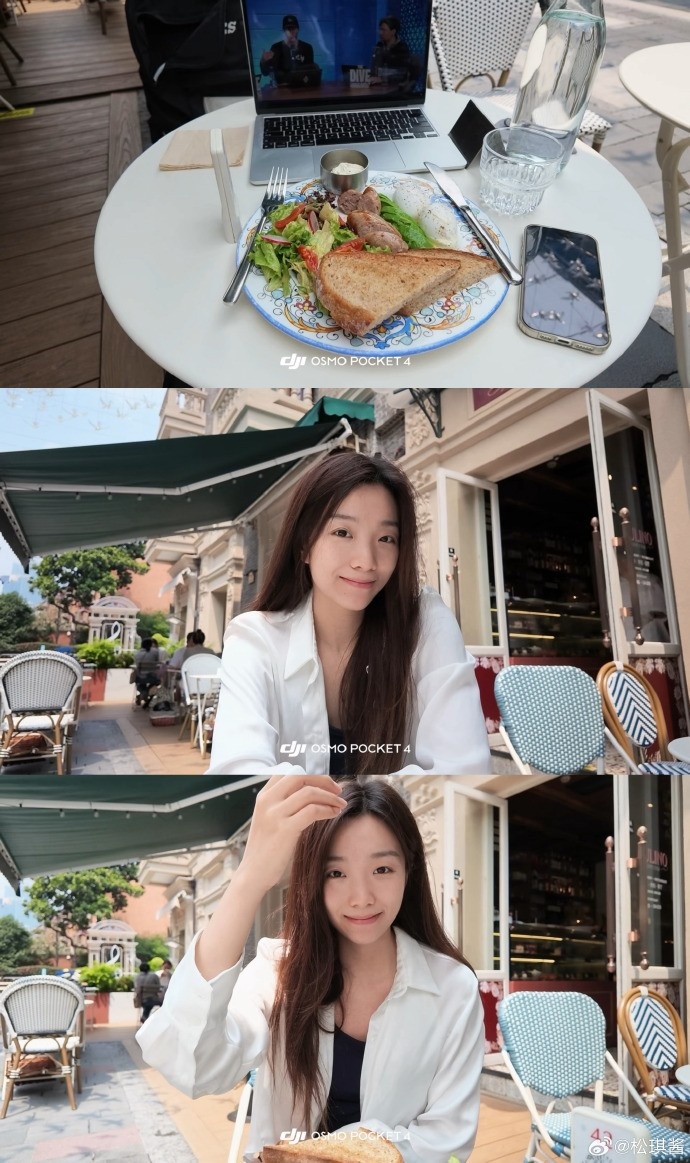 主持人松琪晒照：在附近吃个早饭，看会儿其他赛区的节目