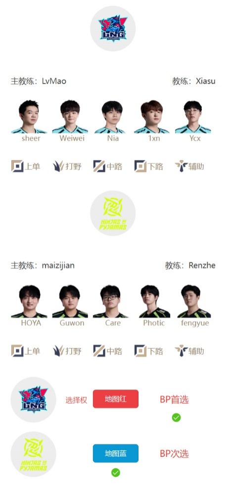 LPL组内赛7月26日首发名单:sheer交手HOYA Shanks大战Knight