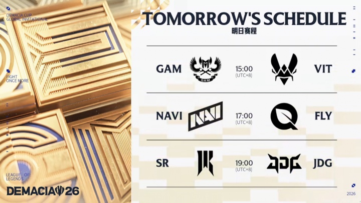 德杯国际赛明日赛程预告:JDG在0-1组出战面对SR 比赛时间为19:00